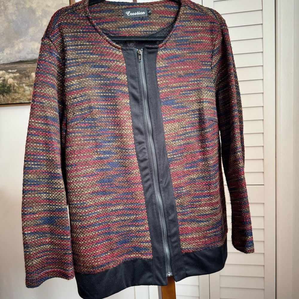 Creation Brand Jacket Cardigan Full Zip Front Size Large